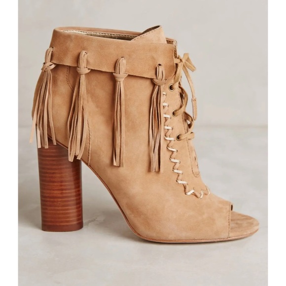 Cynthia Vincent Nailed Fringe Open Toed Booties - SZ 9.5 - New W/O Box - Picture 3 of 14